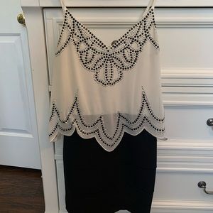 Black and White Sequined Mini Dress